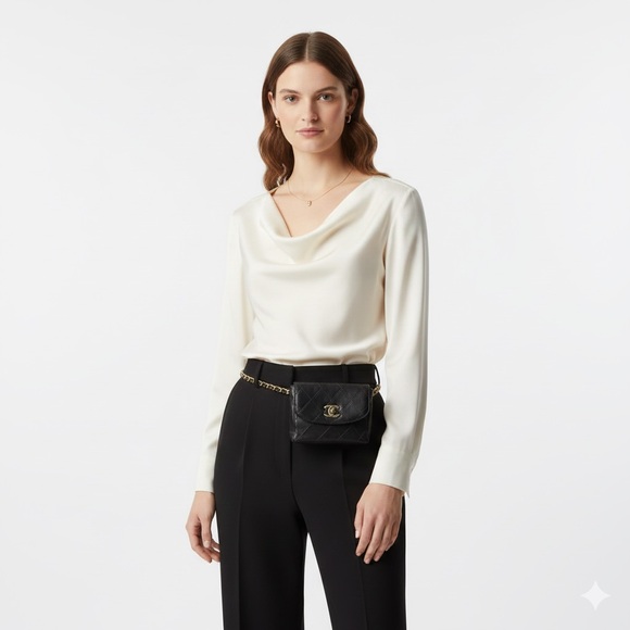 CHANEL Vintage‎ Flap Waist Belt Bag- Lambskin Black - Picture 2 of 13